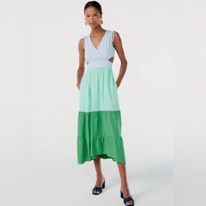 NWT Scoop Daryl Color Block Tiered Sleeveless Maxi Dress Women's Size Medium